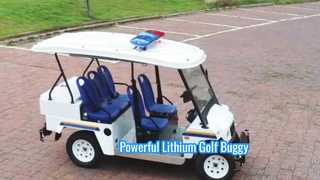 Bekijk: elektrische golfbuggy met 5 zitplaatsen en waarschuwingslicht, uitgerust met 48V lithiumbatterijshowcase